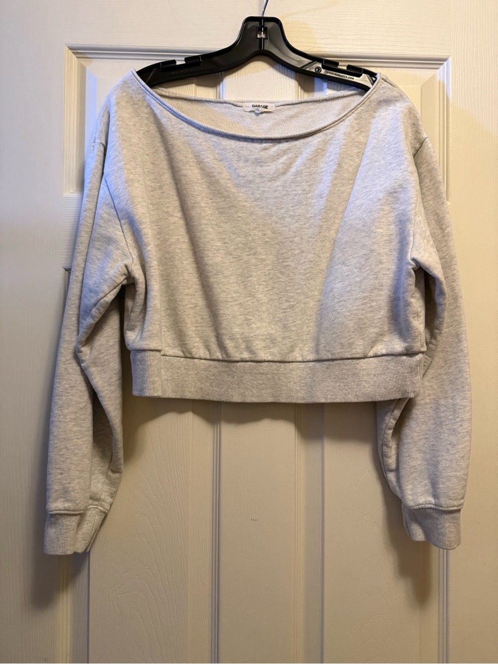 Garage Light Gray Cropped Boatneck Sweatshirt woman’s size small
